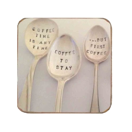 Σουβέρ ξύλινo χειροποίητo spoons about coffee