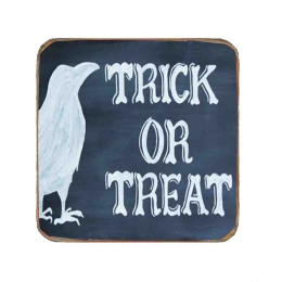 Halloween trick or treat ξύλινο χειροποίητο σουβέρ