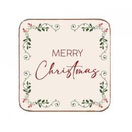 Merry Christmas χειροποίητο σουβέρ χριστουγεννιάτικο 9.5x9.5 εκ