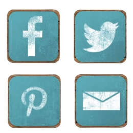 Σουβέρ ξύλινα χειροποίητα social σετ 4 τεμάχια