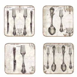 Σουβέρ ξύλινα χειροποίητα cutlery σετ 4 τεμάχια