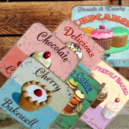 Σουβέρ ξύλινα χειροποίητα fresh cupcakes σετ 6 τεμάχια
