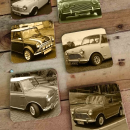 Σουβέρ ξύλινα χειροποίητα Mini Cooper σετ 6 τεμάχια