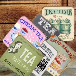 Σουβέρ ξύλινα χειροποίητα tea time σετ 6 τεμάχια
