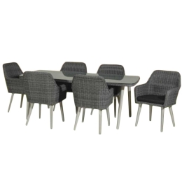 Classic τραπεζαρία από rattan με σκελετό από αλουμίνιο σετ των επτά τεμαχίων
