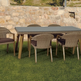 Τραπεζαρία rattan με αλουμίνιο σκελετό σετ των εφτά τεμαχίων