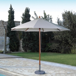 Στρογγυλή γκρι ομπρέλα με βάση 300x275 εκ