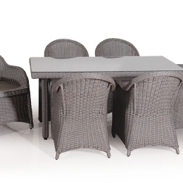 Rattan τραπεζαρία κήπου σετ επτά τεμαχίων με σκελετό από αλουμίνιο