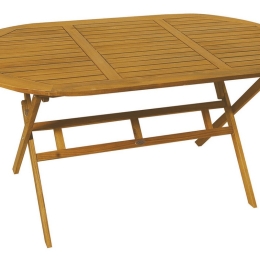 Ξύλινο acacia οβάλ πτυσσόμενο τραπέζι 150x85x72 εκ