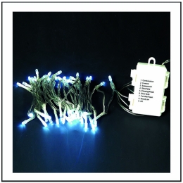 50 Led λαμπάκια μπαταρίας με 8 προγράμματα διάφανο καλώδιο και ψυχρό λευκό φως 3.75μ