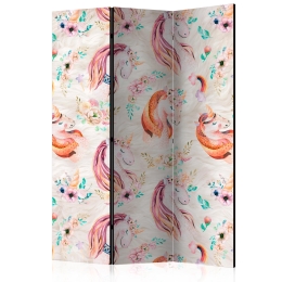 Τρίπτυχο παραβάν διαχωριστικό χώρου pastel unicorns 135x172 εκ