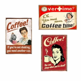 Coffee σετ τριών τεμαχίων από ξύλινους χειροποίητους πίνακες