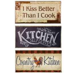 Kitchen fun σετ τριών τεμαχίων από ξύλινους χειροποίητους πίνακες