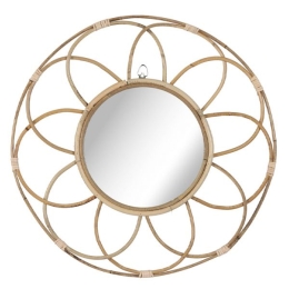 Flower καθρέπτης στρογγυλός τοίχου rattan 51 εκ