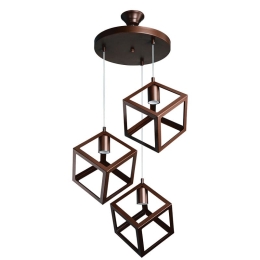 Φωτιστικό οροφής τρίφωτο PWL-1152 pakoworld Ε27 καφέ 45x45x90εκ