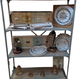 Artekko Βιβλιοθήκη - Ραφιέρα Φυσικό/Γκρι 120x35x165 cm