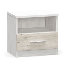 Κομοδίνο Neruda pakoworld λευκό antique-oak 51x37x47εκ Σετ 2 Τεμαχίων