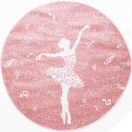Χαλί Kiddie Ballerina 120-3A164AX6 Round Pink-Grey Ezzo 120X120cm Round