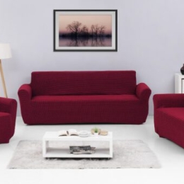 Ελαστικά καλύμματα καναπέ σετ 3τμχ Art 8600 Μπορντό  Μπορντό Beauty Home