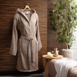 Beauty Home Μπουρνούζι με κουκούλα Art 3422 Μπεζ 3XL