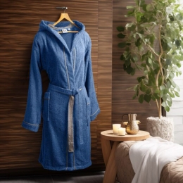 Beauty Home Μπουρνούζι με κουκούλα Art 3426 Μπλέ S