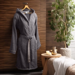 Μπουρνούζι με κουκούλα Art 3428 Ανθρακί L  Beauty Home