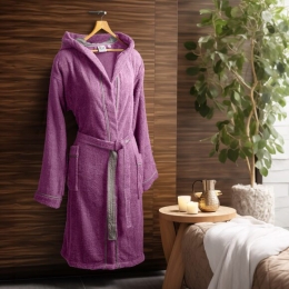 Beauty Home Μπουρνούζι με κουκούλα Art 3429 Μωβ 3XL