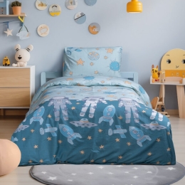 Beauty Home Σετ σεντόνια μονά με λάστιχο Shpok Art 6234 105x200+30 Πετρόλ