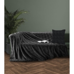 Makis Tselios Home Σετ Τριθέσιο Ριχτάρι 180x300cm &amp; 1 Μαξ/κη 50x50cm Nola 1 Dark Grey
