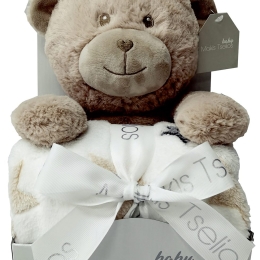Makis Tselios Home Κουβέρτα Αγκαλιάς &amp; Λίκνου Toys Beige 80x110cm 2τμχ με Ζωάκι
