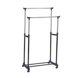 Καλόγερος - Κρεμάστρα Διπλή 788798 75x42x80-155cm Black Ankor Μέταλλο