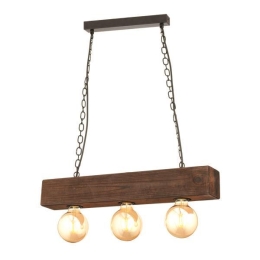ΦΩΤΙΣΤΙΚΟ ΚΡΕΜΑΣΤΟ ΤΡΙΦΩΤΟ  EUROLAMP 145-23803 NOSTOS Ε27 ΞΥΛΟ/ ΜΕΤΑΛΛΟ 