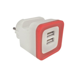 ΑΝΤΑΠΤΟΡΑΣ ΑΠΟ ΣΟΥΚΟ ΣΕ 2 USB 5V DC 2,4A ΚΟΚΚΙΝΟ - EUROLAMP