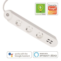 WIFI SMART ΠΟΛΥΠΡΙΖΟ ΤΡΙΩΝ ΘΕΣΕΩΝ ΣΟΥΚΟ ΚΑΙ 4 ΘΥΡΩΝ USB ΚΑΙ ΜΕΤΡΗΤΗ 110-240V 16A 147-77915 | EUROLAMP