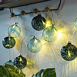 ΣΕΙΡΑ 10 LED 5mm ΜΕ ΠΡΑΣΙΝΕΣ ΓΥΑΛΙΝΕΣ ΜΠΑΛΕΣ ΘΕΡΜΟ ΛΕΥΚΟ IP44 | MAGIC CHRISTMAS