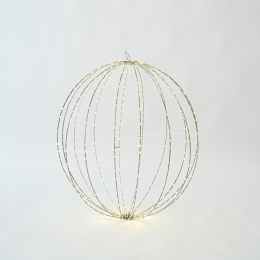 ΑΣΗΜΙ ΜΕΤΑΛΛΙΚΗ ΜΠΑΛΑ ΦΩΤΙΖΟΜΕΝΗ 60cm 480 MINI LED ΘΕΡΜΟ ΛΕΥΚΟ IP44 600-22422 | MAGIC CHRISTMAS