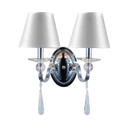 Φωτιστικό Τοίχου Textile AD90042W Silver Κρύσταλλο,Μέταλλο