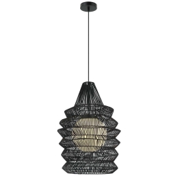 Φωτιστικό Οροφής Μονόφωτο 20155 1xE27 Max 15W Rattan Black Rattan