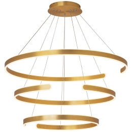 Φωτιστικό Οροφής Κύκλοι 2014 Led 3000K 120W Φ60+80+100cm Brushed Gold Matt Αλουμίνιο, Πλαστικό