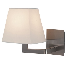 Φωτιστικό Τοίχου - Απλίκα H08-WH 1xE27 Chrome Matt - Light Beige Shade Μέταλλο,Ύφασμα