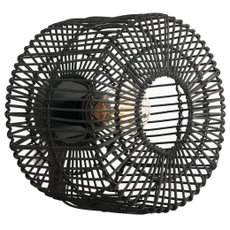 Φωτιστικό Τοίχου - Απλίκα 20240 1xE27 Max 25W Rattan Black Rattan, Μέταλλο