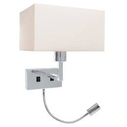 Φωτιστικό Τοίχου - Απλίκα H51 1ΧΕ27 Chrome - Light Beige Μέταλλο,Ύφασμα