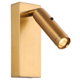 Φωτιστικό Τοίχου - Απλίκα Χωνευτή H68 Led 3000K 3W Brushed Brass Μέταλλο,Αλουμίνιο