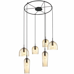 Φωτιστικό Οροφής 22156 Φ80x110cm 6xE14 40W Black-Champagne