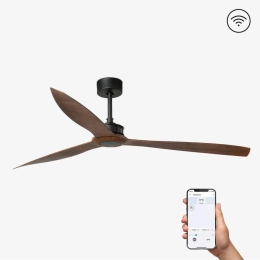 Ανεμιστήρας Οροφής Justfan 33430WP Smart Fan XL Με Τηλεχειριστήριο D178cm Black-Dark Walnut Faro Barcelona