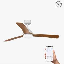 Ανεμιστήρας Οροφής Grid 33341WP-2 Smart Fan Με Φως Led 18W 3000K Και Τηλεχειριστήριο D132cm White Faro Barcelona