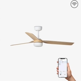 Ανεμιστήρας Οροφής Punt 33816WP-20 Smart Fan Με Φως Led 35W 1300Lm Και Τηλεχειριστήριο D132cm White-Natural Faro Barcelona