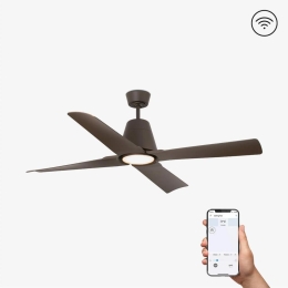 Ανεμιστήρας Οροφής Typhoon 33490WP-16 Smart Fan Με Φως Led 19W 3000K Και Τηλεχειριστήριο D130cm Brown Faro Barcelona
