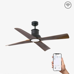 Ανεμιστήρας Οροφής Winche 33481WP-7 Smart Fan Με Φως Led 15W 3000K Και Τηλεχειριστήριο D130cm Black - Brown Faro Barcelona