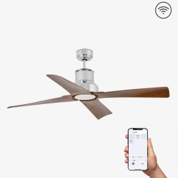 Ανεμιστήρας Οροφής Winche 33482WP-8 Smart Fan Με Φως Led 15W 3000K Και Τηλεχειριστήριο D130cm Chrome Faro Barcelona